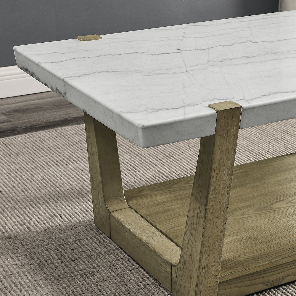 Perth White Marble 3-Piece Table Set (Cocktail, End & Sofa Table)