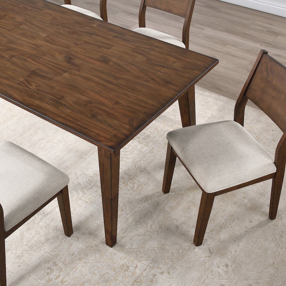 Canton 72" Solid Wood Dining Table, 6 Side Chairs