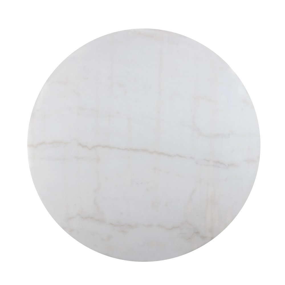 Colvin 52-inch Round White Marble Table, Brown Base