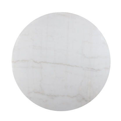 Colvin 52-inch Round White Marble Table, Brown Base