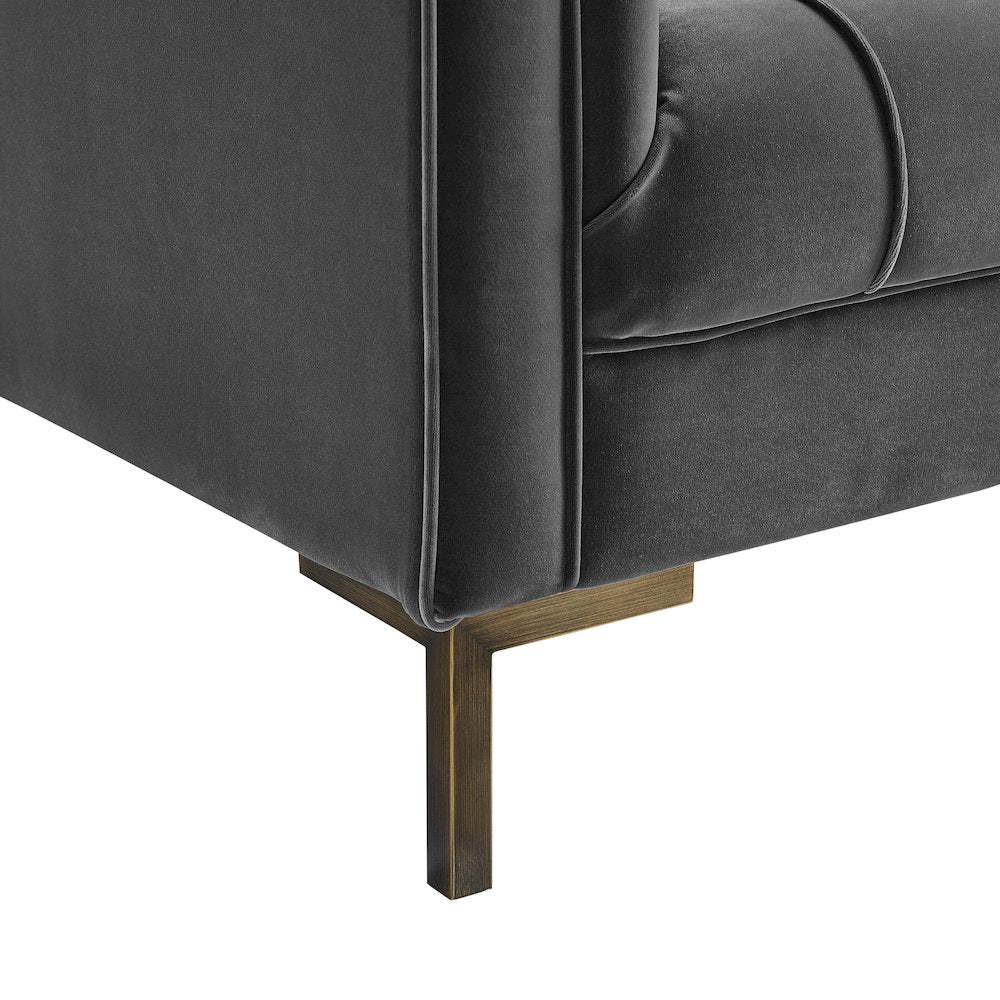 Isaac Gray Velvet Sofa