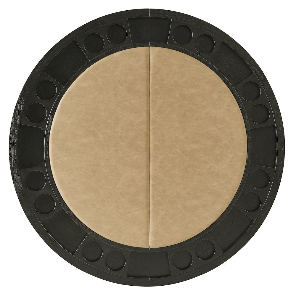 Rylie Counter Table with Game Top, Black Finish with Sand Vegan Leather