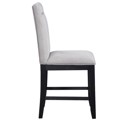 Yves Black Counter Table With Storage  Bench and 4 Grey Counter Chairs