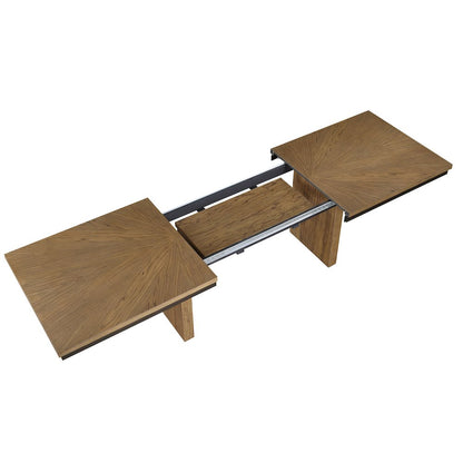 Upholstered Rubberwood Extendable Dining Table with Chairs 7 Piece Set, Brown