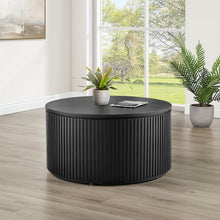 Colvin 36" Round Coffee Table with Casters, Black Finish