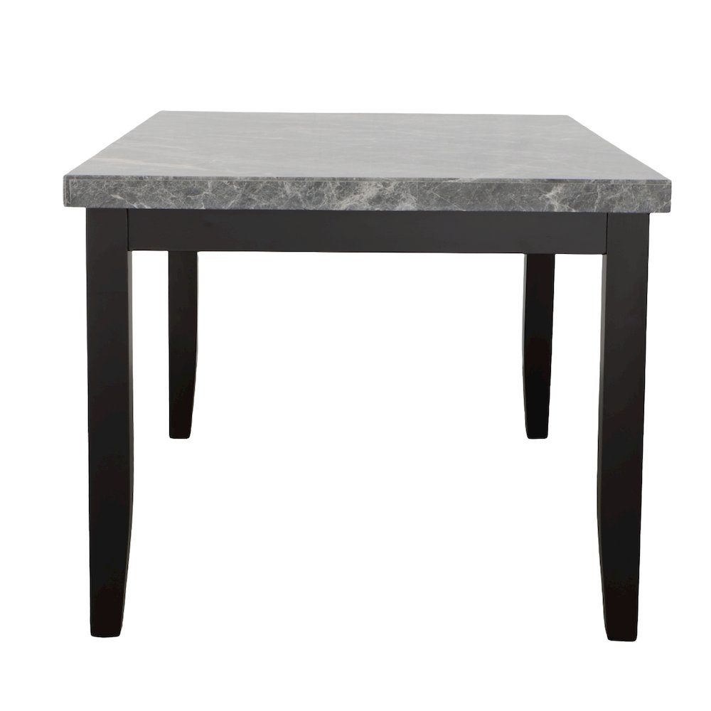 Genuine Marble Top Modern Dining Table and Upholstered Chairs 7 Piece Set, Gray
