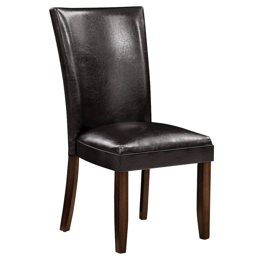 Rubberwood Dining Table with Faux Leather Chairs 7 Piece Set, Brown