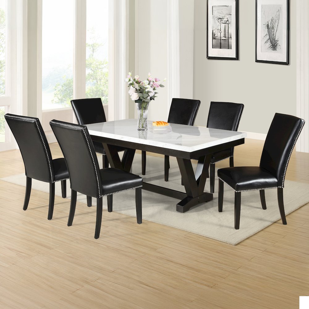 Finley White Table Black Chair 5pc