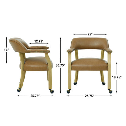 Rylie Dining Table & 4 Captains Chairs, Natural Finish, Camel Vegan Leather