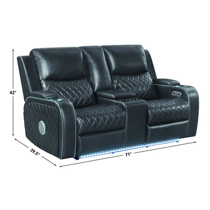 Luna Charcoal Power Console Loveseat