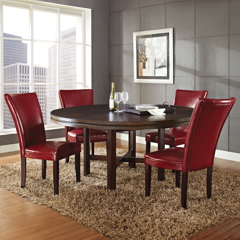 Hartford 72in Dining Set 5 PC with Red Chairs