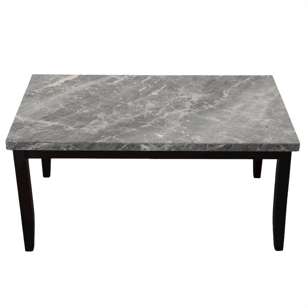 Genuine Marble Top Modern Dining Table and Upholstered Chairs 7 Piece Set, Gray