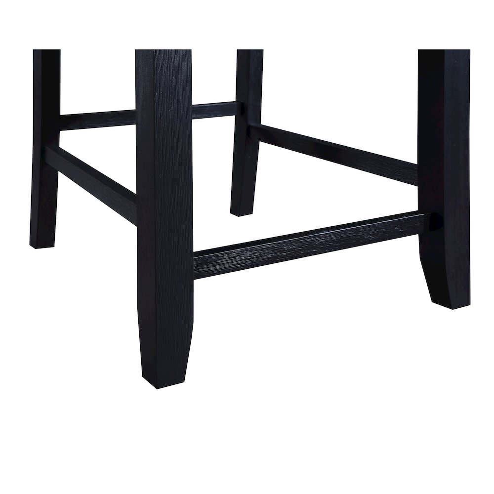 Yves Black Counter Table With Storage and 6 Grey Counter Chairs