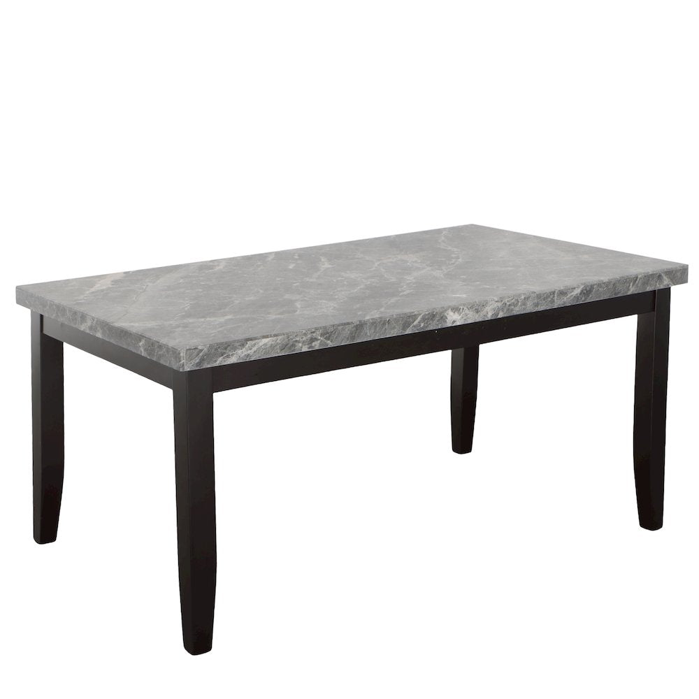 Genuine Marble Top Modern Dining Table and Upholstered Chairs 7 Piece Set, Gray