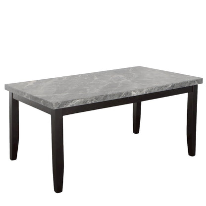 Genuine Marble Top Modern Dining Table and Upholstered Chairs 7 Piece Set, Gray