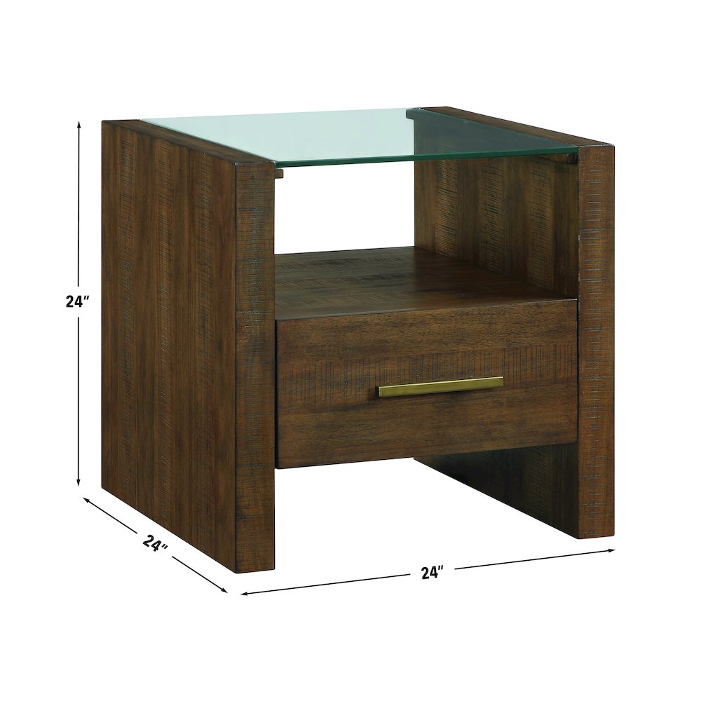 Garland Glass Top End Table, Toffee Finish