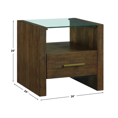 Garland Glass Top End Table, Toffee Finish