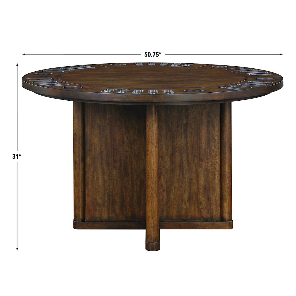 Rubberwood and Steel Kitchen Dining Table with Reversible Game Top, Brown