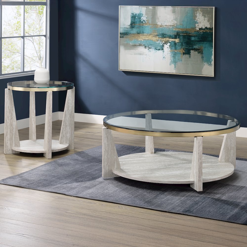 Wanda 24″ Round Glass Top End Table