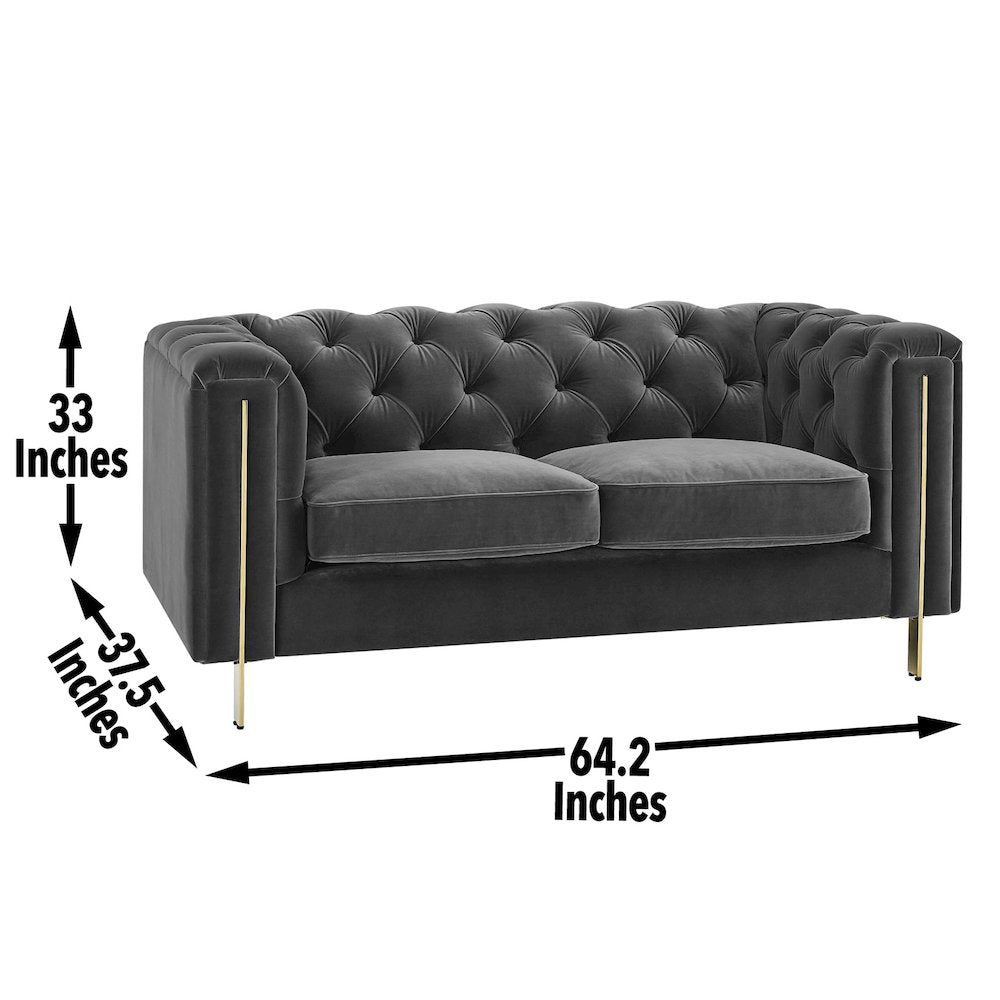 Charlene Gray Velvet Sofa Love