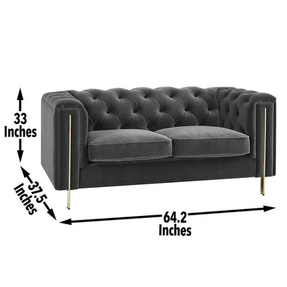 Charlene Gray Velvet Sofa Love