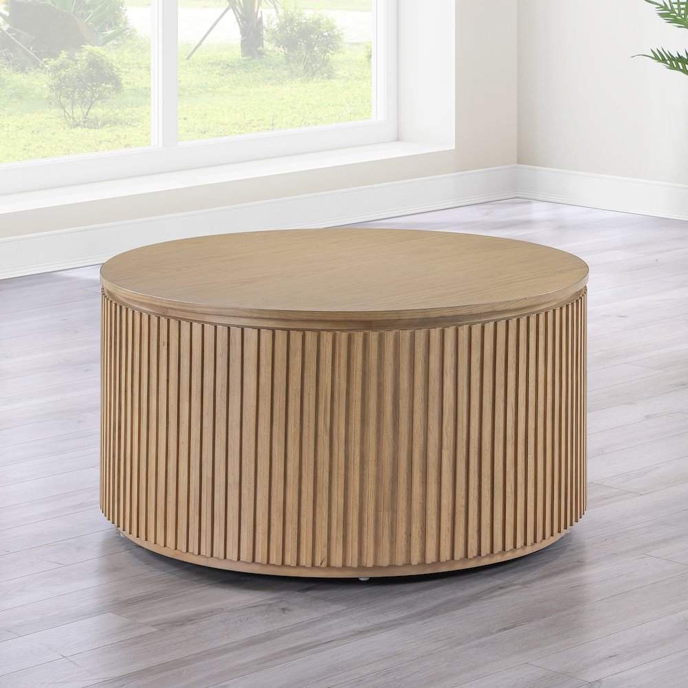 Colvin 36" Round Coffee Table, Toffee Finish
