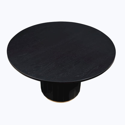 Magnolia 52-inch Round Dining Table & 6 Upholstered Side Chairs, Black Finish