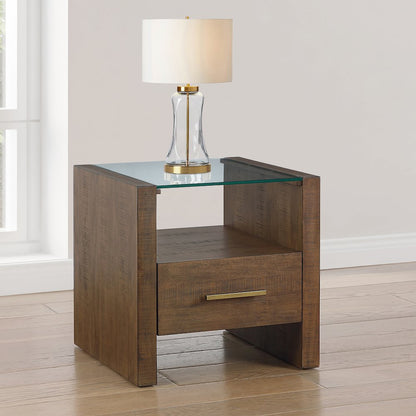Garland Glass Top End Table, Toffee Finish