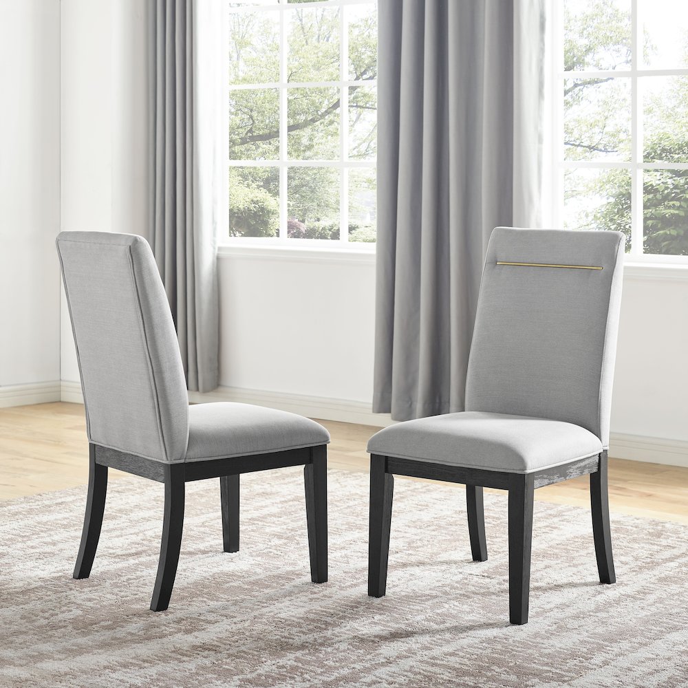 Yves Black Dining Table With 6 Grey Chairs