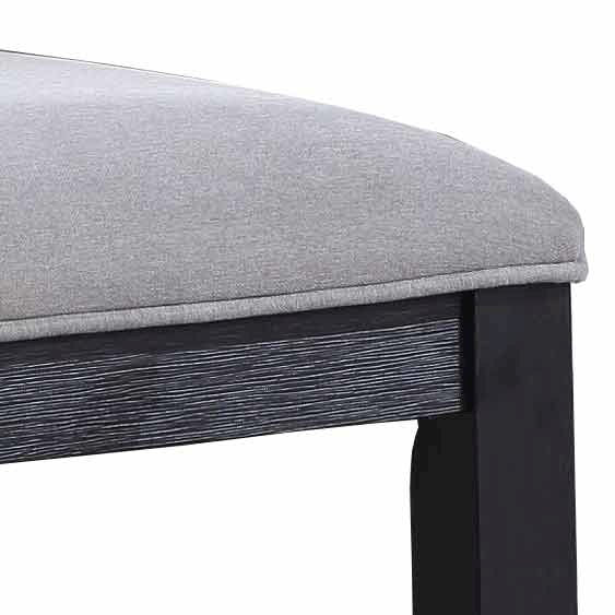 Yves Black Counter Table With Storage and 6 Grey Counter Chairs