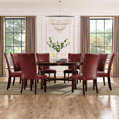 Hartford 72in Dining Set 9 PC with Red Chairs