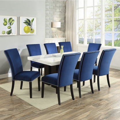 Camila 9PC Rectangle Dining Set Blue Chair