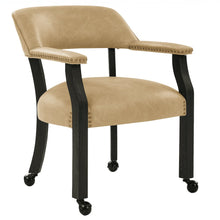 Rylie Dining Table with Game Top & 4 Captains Chairs, Sand Vegan Leather
