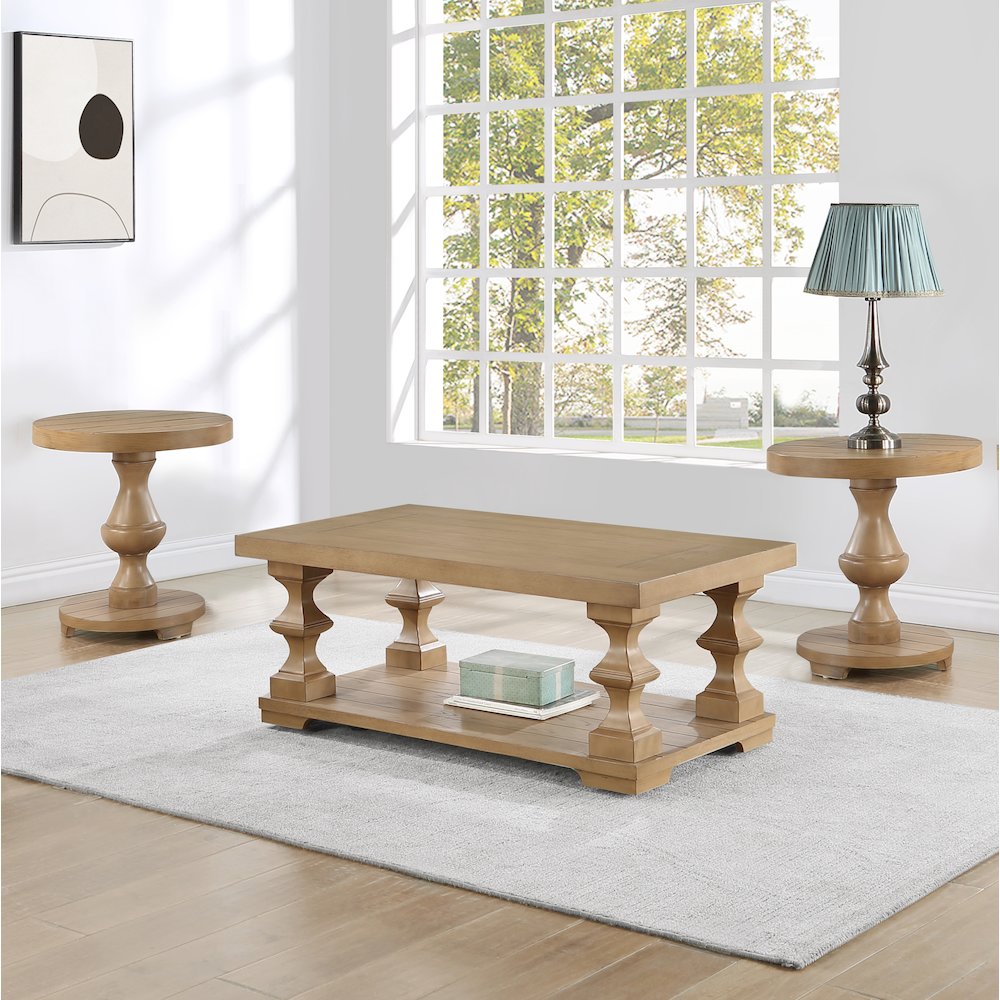 Dory 3-Piece Round End Table Set, Sand
