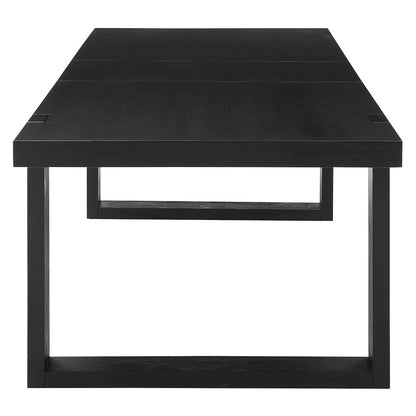 Acacia and Mango Wood Dining Table with Iron Base, Modern Kitchen Table, Black