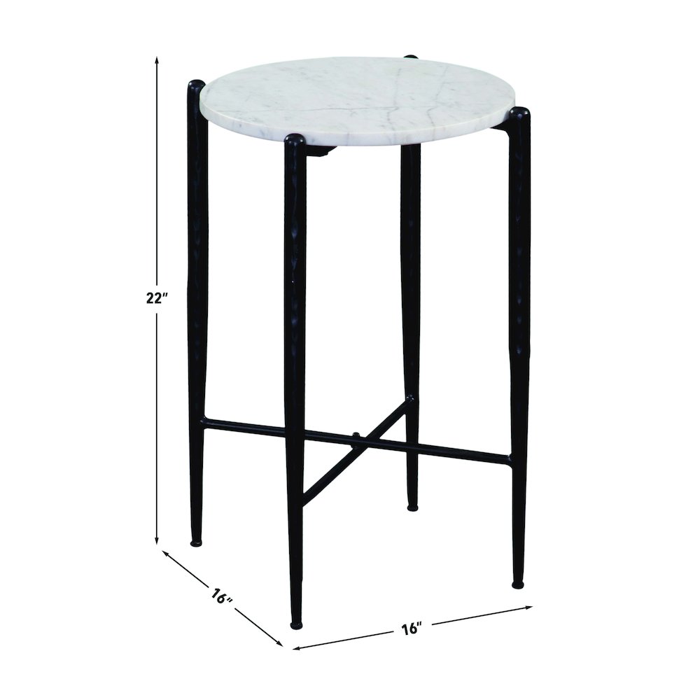 Loxie White Marble Top Round End Table