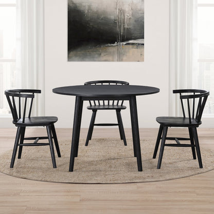 Vaughn 7-Piece 60-96" Driftwood Dining Set, 6 Willow Black Side Chairs