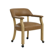 Camel Colored Captains Armchair with Rolling Casters