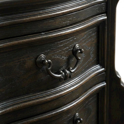 Wooden Nightstand in Warm Oak Finish with Spacious Storage Drawer, Sleek Design