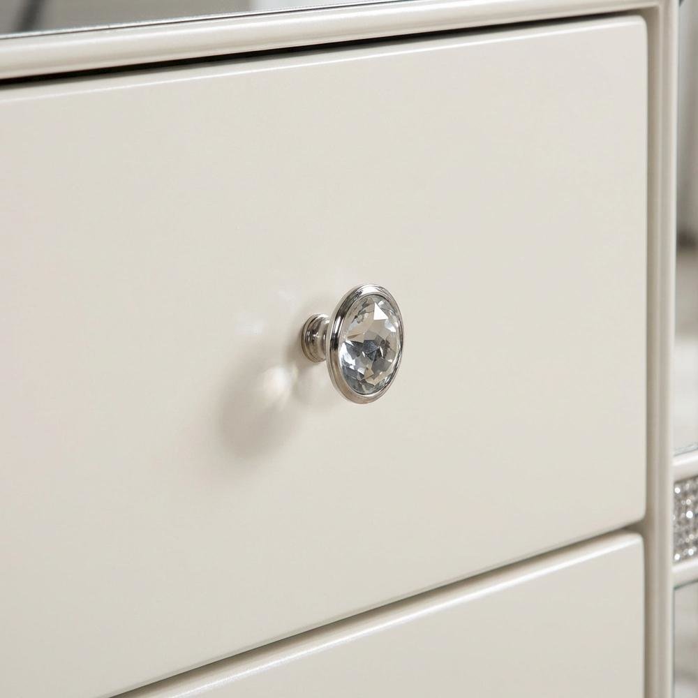 Pearl Finish Nightstand with Elegant Illuminating Design for Bedroom