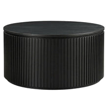 Round Coffee Table with Casters in Black Finish, Modern Stylish Design