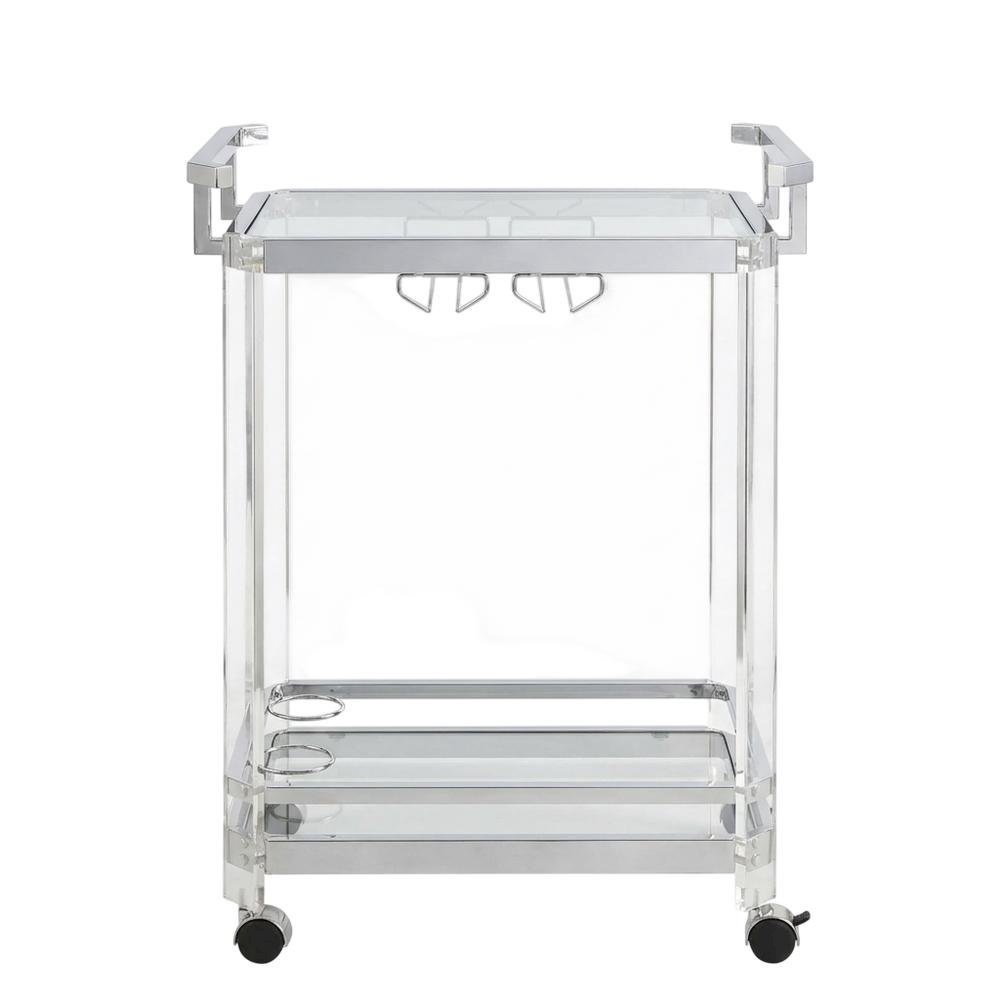 Chrome Kitchen Server Cart with Sturdy Metal Frame and Modern Design