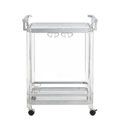 Chrome Kitchen Server Cart with Sturdy Metal Frame and Modern Design