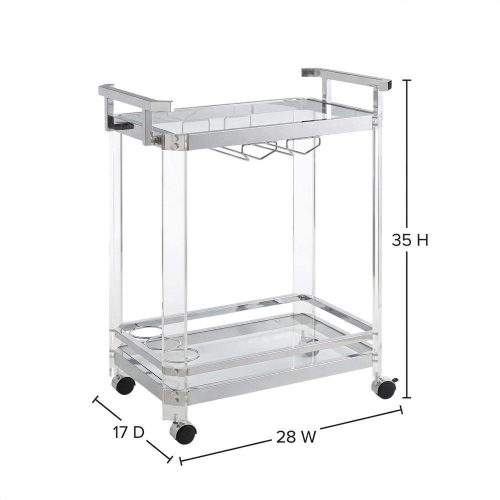 Chrome Kitchen Server Cart with Sturdy Metal Frame and Modern Design