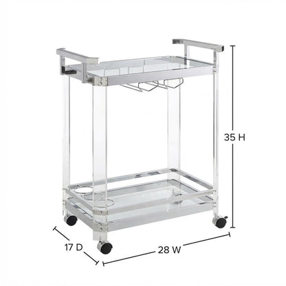 Chrome Kitchen Server Cart with Sturdy Metal Frame and Modern Design