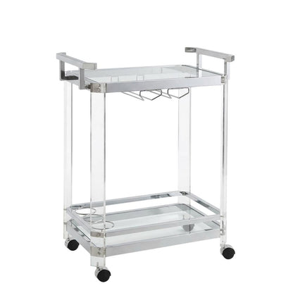 Chrome Kitchen Server Cart with Sturdy Metal Frame and Modern Design