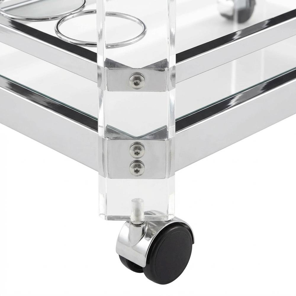Chrome Kitchen Server Cart with Sturdy Metal Frame and Modern Design