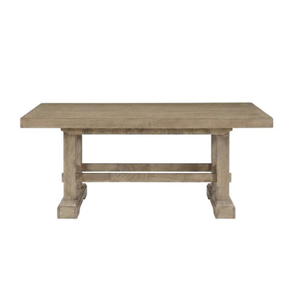 Sand Rectangular Dining Table, Double Pedestal, Extension Leaves, Seats 10