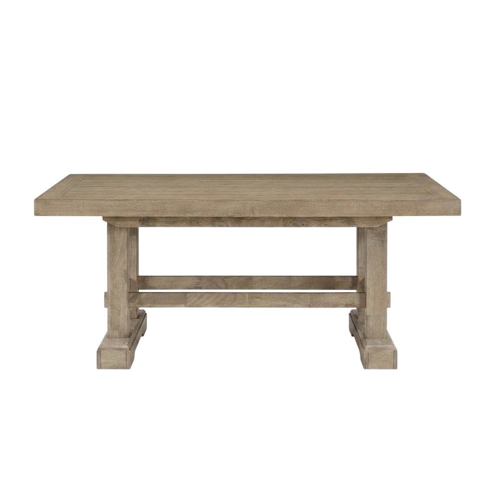 Sand Rectangular Dining Table, Double Pedestal, Extension Leaves, Seats 10