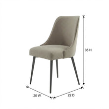 Khaki Side Chair with Dark Metal Base, Comfortable Fabric, Set of 2